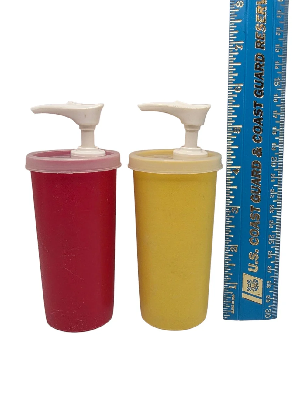 Vintage Tupperware Ketchup and Mustard Pump Dispenser 1329 w/ Lid & Pumps